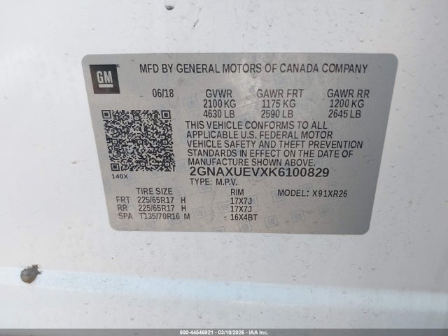 Chevrolet EQUINOX LT 2019 2GNAXUEVXK6100829 Image 9