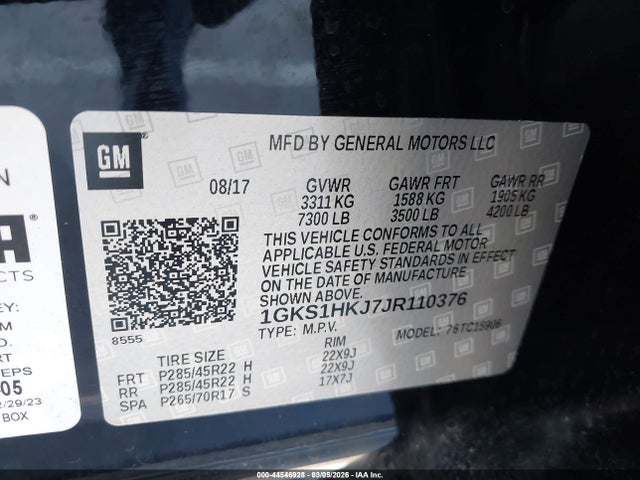 Aukcja sprzedaży 2018 Gmc Yukon Xl Denali, vin: 1GKS1HKJ7JR110376, numer aukcji: 44546928