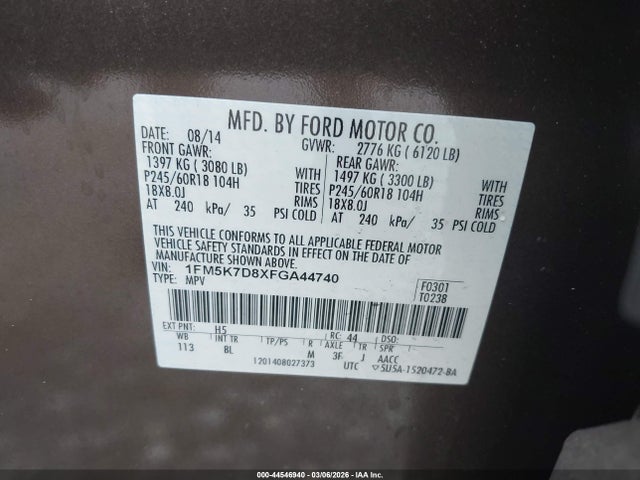 Ford EXPLORER XLT 2015 1FM5K7D8XFGA44740 Image 9