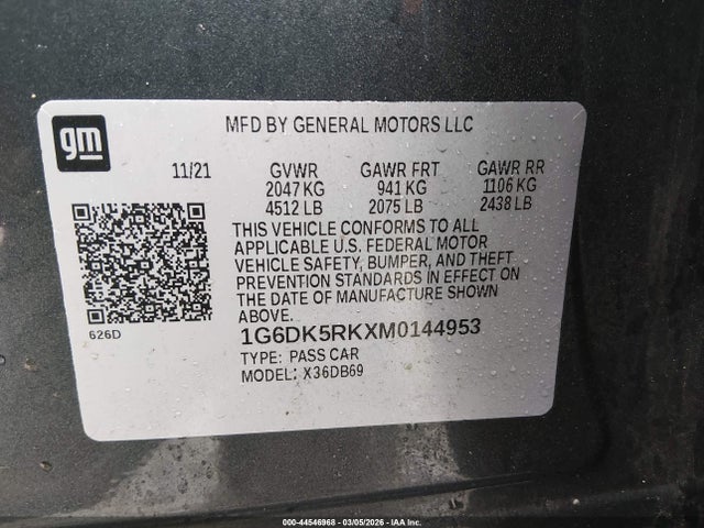 Продаж на аукціоні авто 2021 Cadillac Ct4 Luxury, vin: 1G6DK5RKXM0144953, номер лоту: 44546968