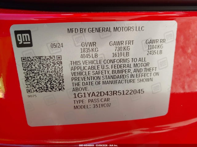 2024 CHEVROLET CORVETTE STINGRAY 1G1YA2D43R5122045 Photo 8