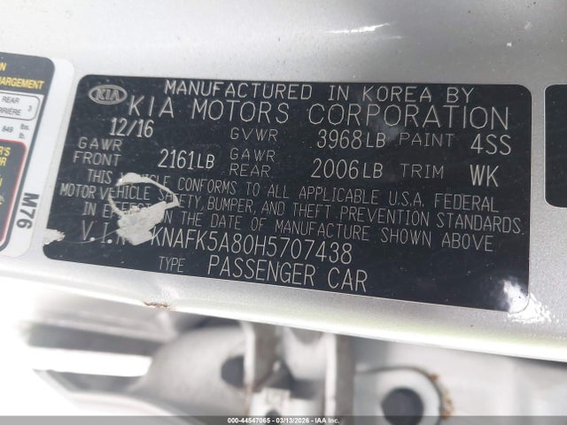 Продаж на аукціоні авто 2017 Kia Forte Lx, vin: KNAFK5A80H5707438, номер лоту: 44547065