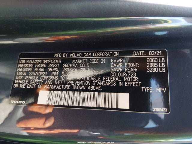 2021 VOLVO XC90 YV4A22PL1M1743046 Photo 8