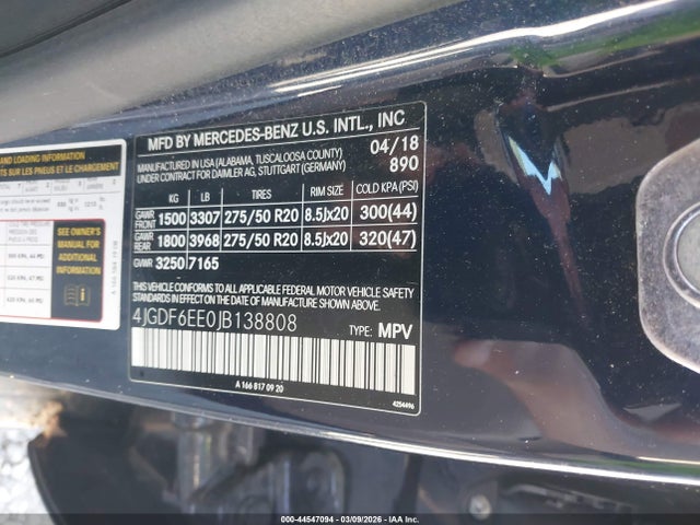 4JGDF6EE0JB138808 Mercedes-Benz Gls 450 4matic