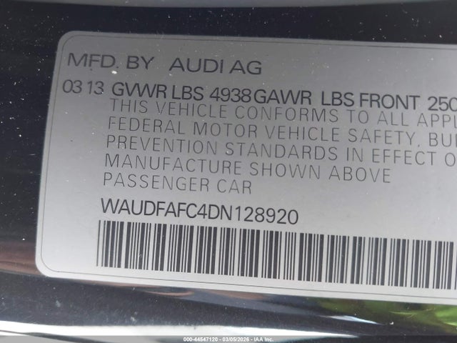2013 Audi A6 2.0t Premium მანქანა იყიდება აუქციონზე, vin: WAUDFAFC4DN128920, აუქციონის ნომერი: 44547120