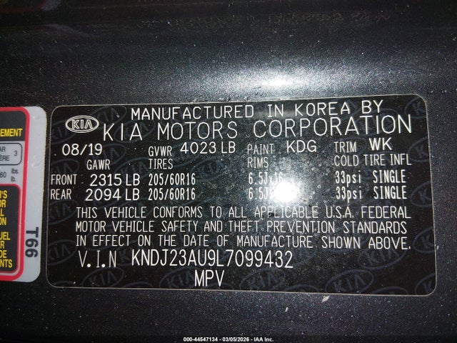 KNDJ23AU9L7099432 KIA SOUL S