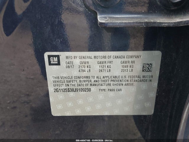 Продаж на аукціоні авто 2018 Chevrolet Impala 2lz, vin: 2G1125S38J9109230, номер лоту: 44547165