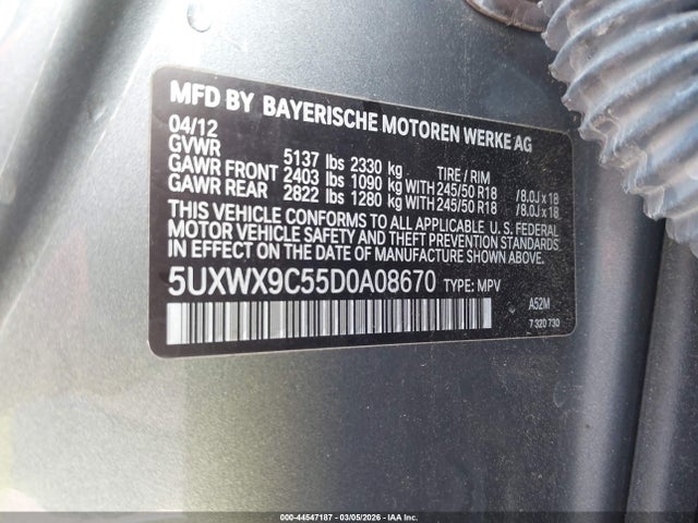 Продажа на аукционе авто 2013 Bmw X3 Xdrive28i, vin: 5UXWX9C55D0A08670, номер лота: 44547187