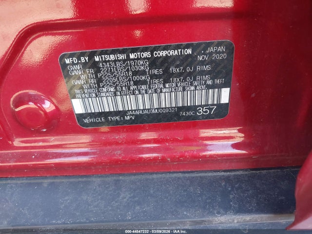 2021 MITSUBISHI OUTLANDER SPORT JA4ARUAU3MU009321 Photo 8