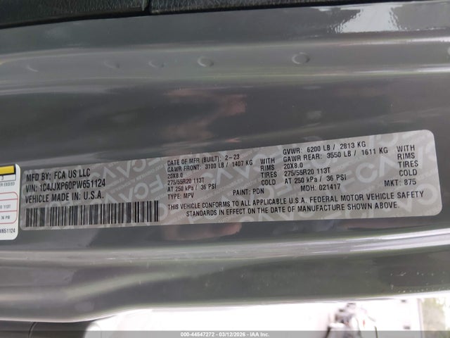 Продаж на аукціоні авто 2023 Jeep Wrangler 4xe Sahara 4x4, vin: 1C4JJXP60PW651124, номер лоту: 44547272