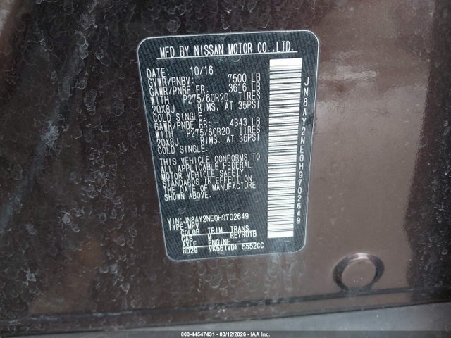 2017 NISSAN ARMADA JN8AY2NE0H9702649 Photo 8
