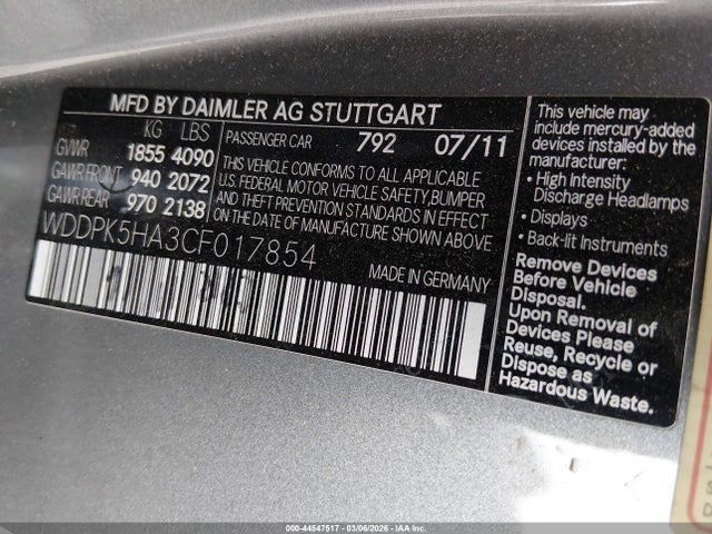 2012 Mercedes-benz Slk 350 მანქანა იყიდება აუქციონზე, vin: WDDPK5HA3CF017854, აუქციონის ნომერი: 44547517