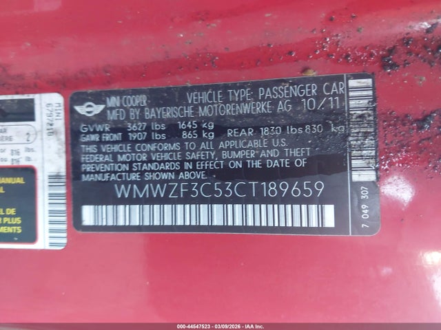 2012 MINI COOPER CLUBMAN WMWZF3C53CT189659 Photo 8