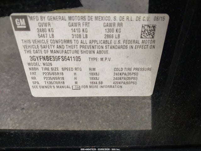 2015 CADILLAC SRX 3GYFNBE39FS641105 Photo 8