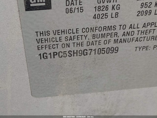 1G1PC5SH9G7105099 Chevrolet Cruze Limited Ls Auto