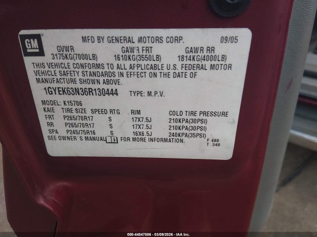 2006 CADILLAC ESCALADE 1GYEK63N36R130444 Photo 8