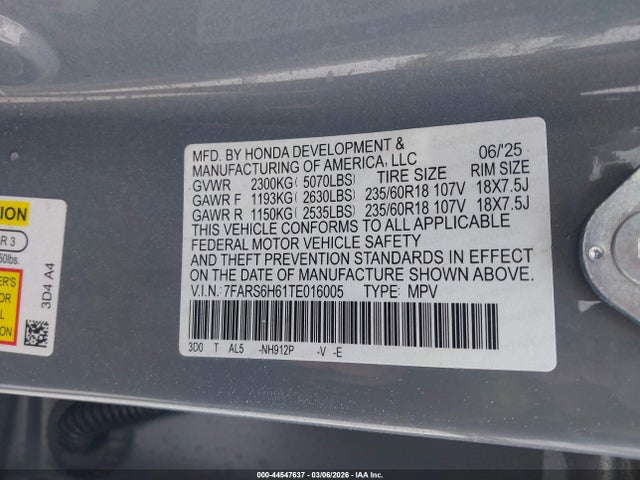7FARS6H61TE016005 Honda Cr-v Hybrid Awd Trailsport