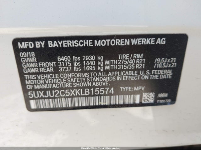 2019 BMW X5 5UXJU2C5XKLB15574 Photo 8