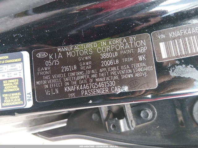 44547660 :رقم المزاد ، KNAFK4A67G5461530 vin ، 2016 Kia Forte Lx مزاد بيع