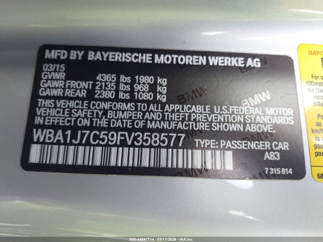2015 Bmw M235 მანქანა იყიდება აუქციონზე, vin: WBA1J7C59FV358577, აუქციონის ნომერი: 44547714