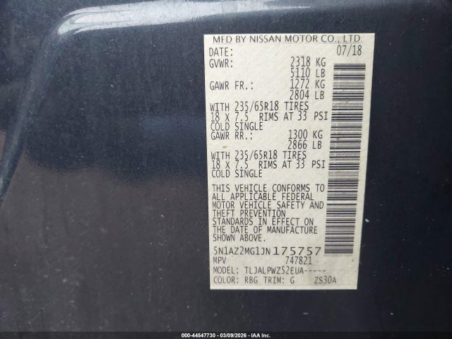 2018 NISSAN MURANO 5N1AZ2MG1JN175757 Photo 8