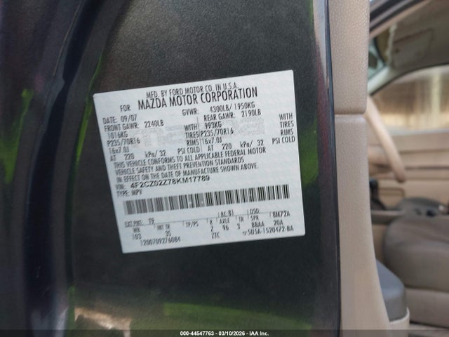 Aukcja sprzedaży 2008 Mazda Tribute I Sport, vin: 4F2CZ02Z78KM17789, numer aukcji: 44547763
