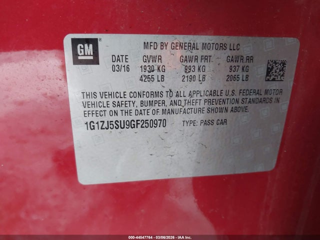 2016 CHEVROLET MALIBU HYBRID 1G1ZJ5SU9GF250970 Photo 8