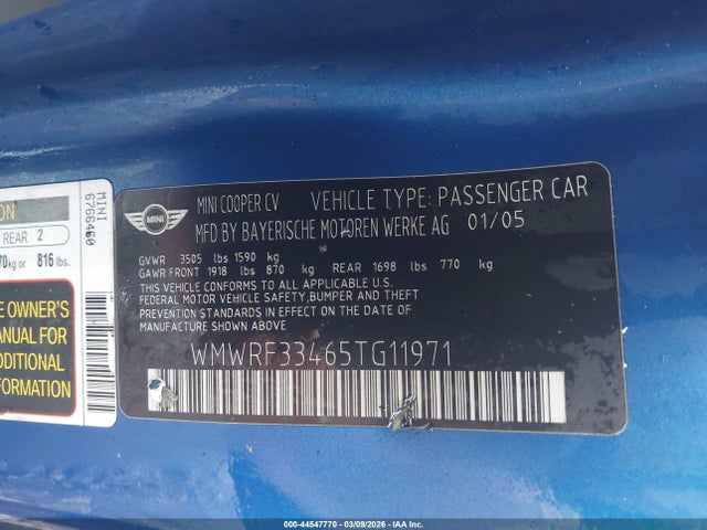 2005 MINI COOPER WMWRF33465TG11971 Photo 8