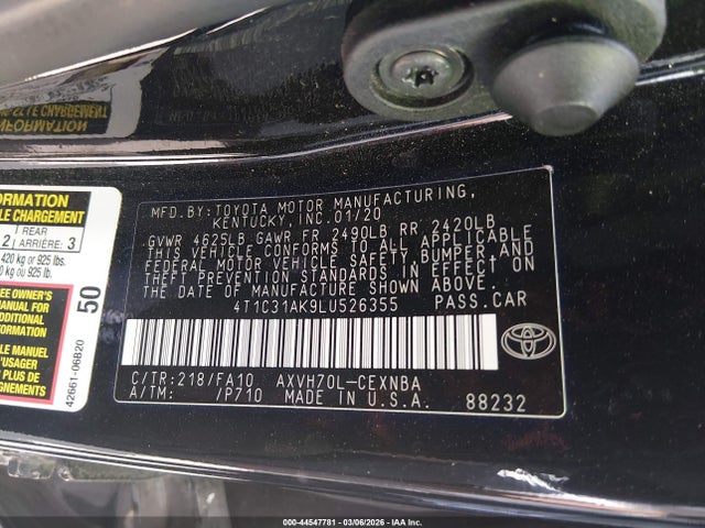 Toyota Camry Le Hybrid 2020 4T1C31AK9LU526355 Image 9