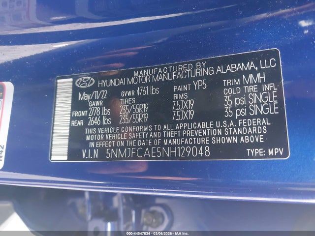 Продаж на аукціоні авто 2022 Hyundai Tucson Sel, vin: 5NMJFCAE5NH129048, номер лоту: 44547834