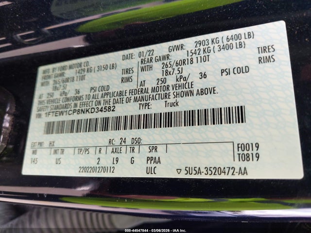 2022 FORD F-150 1FTEW1CP8NKD34582 Photo 8