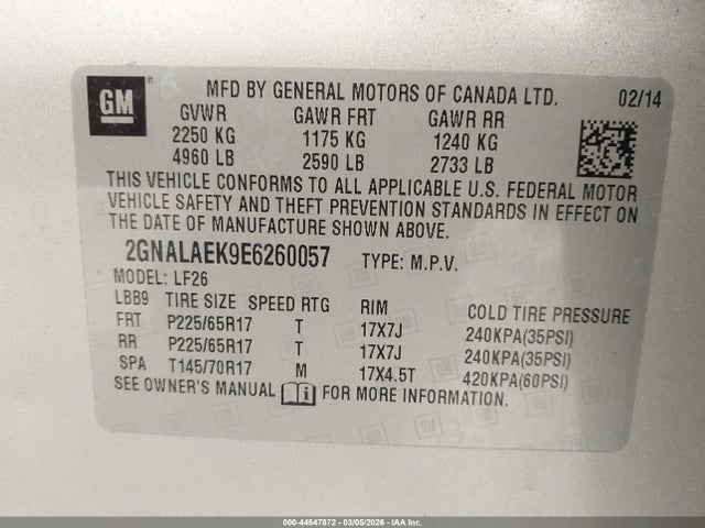Chevrolet EQUINOX LS 2014 2GNALAEK9E6260057 Image 9
