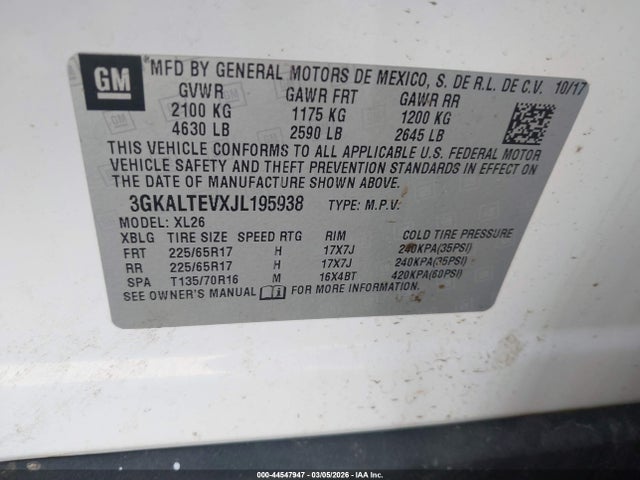 3GKALTEVXJL195938 GMC Terrain Sle