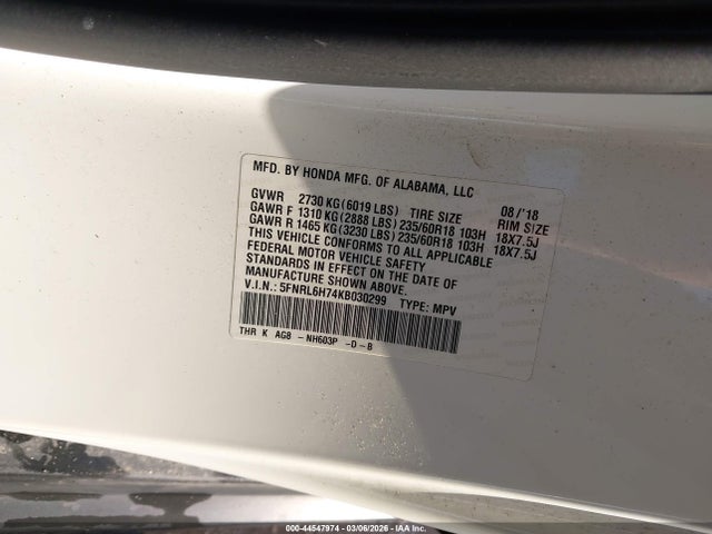Honda Odyssey Ex-l 2019 5FNRL6H74KB030299 Image 7