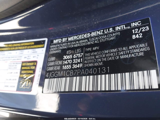 Aukcja sprzedaży 2023 Mercedes-benz Eqe 350 Suv 4matic, vin: 4JGGM1CB7PA040131, numer aukcji: 44548020