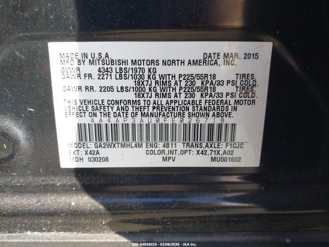 2015 MITSUBISHI OUTLANDER SPORT 4A4AP3AU0FE026718 Photo 8