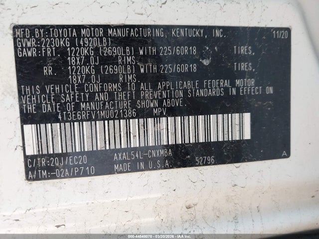 2021 TOYOTA RAV4 HYBRID 4T3E6RFV1MU021386 Photo 8