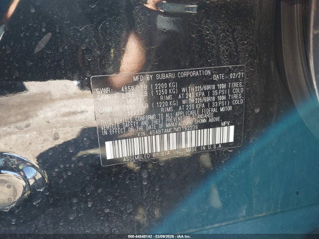 Auction sale of the 2021 Subaru Outback Limited, vin: 4S4BTAMC7M3192236, lot number: 44548142