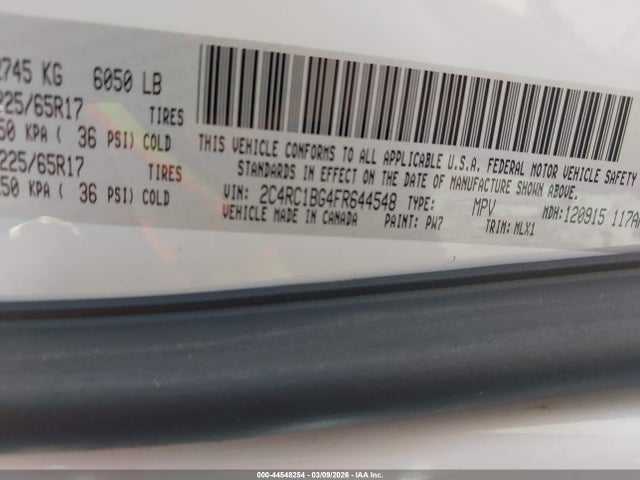 44548254 :رقم المزاد ، 2C4RC1BG4FR644548 vin ، 2015 Chrysler Town & Country Touring مزاد بيع