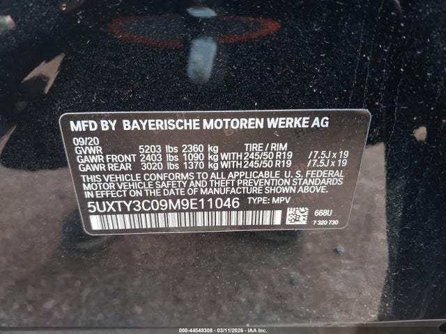 Aukcja sprzedaży 2021 Bmw X3 Sdrive30i, vin: 5UXTY3C09M9E11046, numer aukcji: 44548308