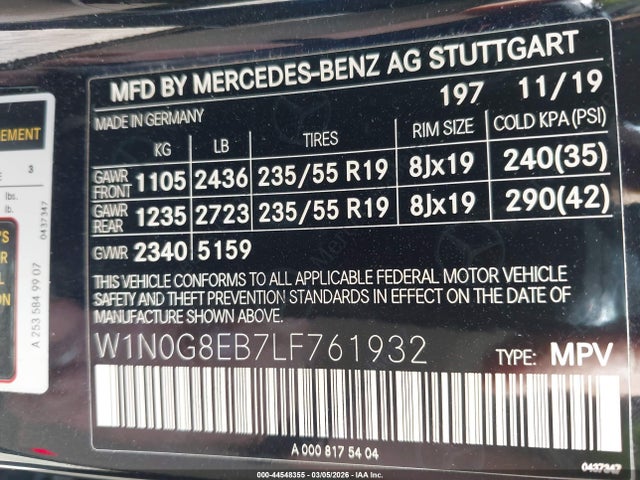 Продаж на аукціоні авто 2020 Mercedes-benz Glc 300 4matic, vin: W1N0G8EB7LF761932, номер лоту: 44548355