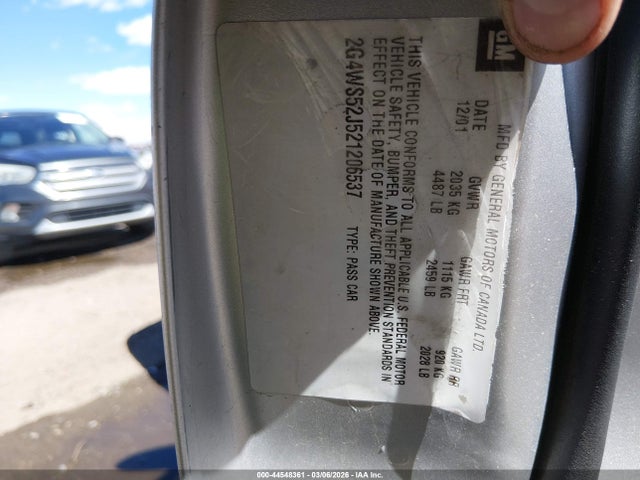 2002 Buick Century Custom მანქანა იყიდება აუქციონზე, vin: 2G4WS52J521206537, აუქციონის ნომერი: 44548361