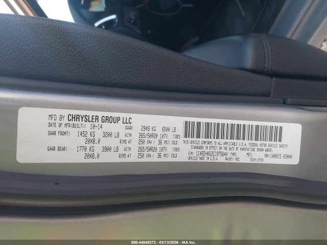 Продаж на аукціоні авто 2014 Dodge Durango Sxt, vin: 1C4RDHAG2EC975644, номер лоту: 44548373
