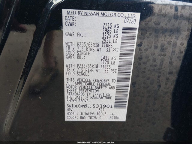 5N1DL0MN9LC533901 Infiniti QX60 PURE