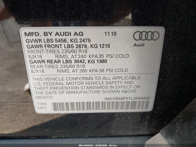 2020 AUDI Q5 WA1ANAFY1L2044438 Photo 8