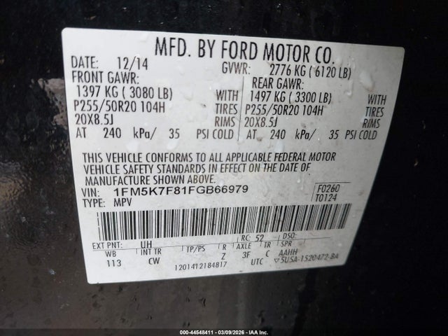 1FM5K7F81FGB66979 Ford Explorer Limited