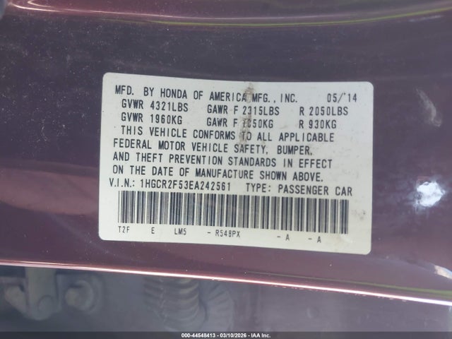 Honda Accord Sport 2014 1HGCR2F53EA242561 Image 9