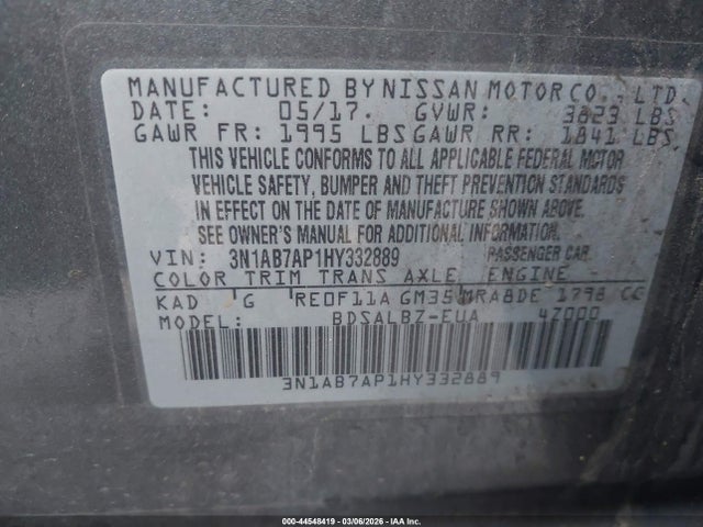 3N1AB7AP1HY332889 Nissan SENTRA S