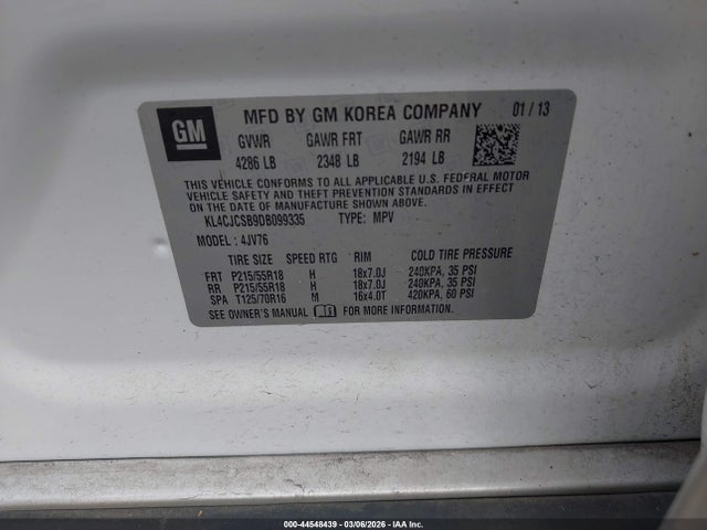 Aukcja sprzedaży 2013 Buick Encore Leather, vin: KL4CJCSB9DB099335, numer aukcji: 44548439