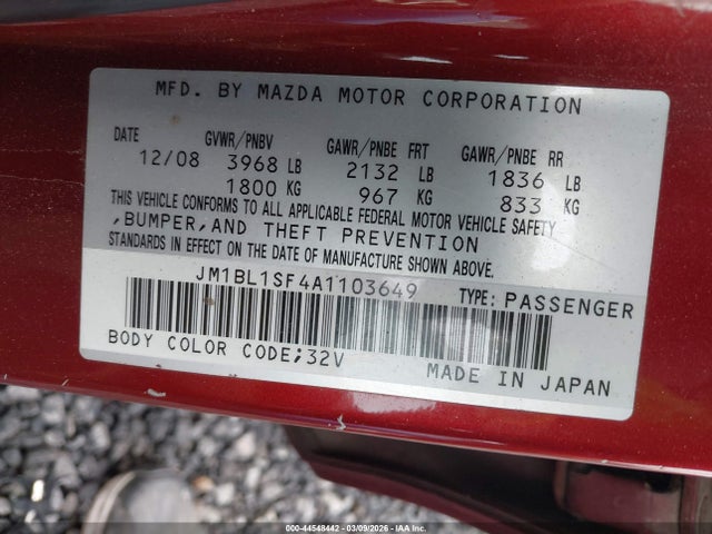 Продажа на аукционе авто 2010 Mazda Mazda3 I Touring, vin: JM1BL1SF4A1103649, номер лота: 44548442